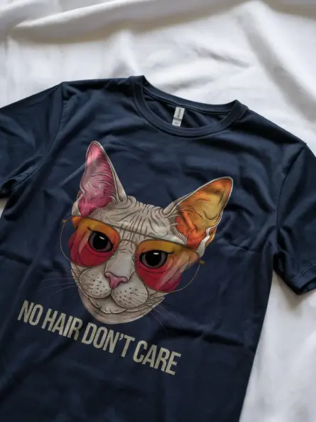 Navy funny sphynx cat shirt – cat wearing sunglasses
