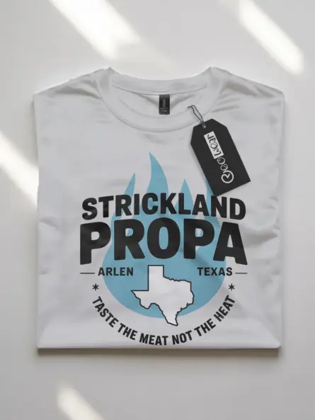 white strickland propane vintage tee arlen texas bbq front view