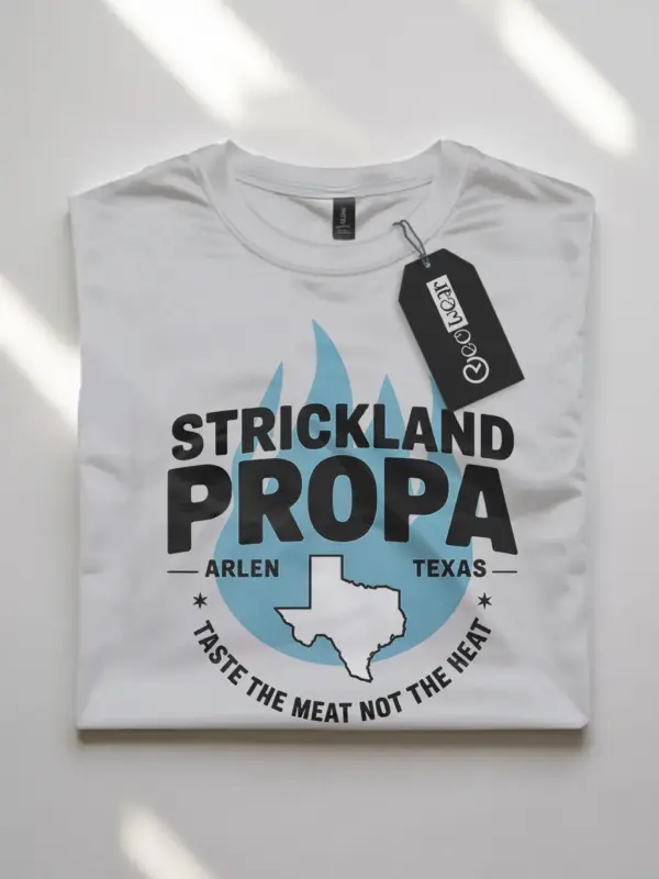 white strickland propane vintage tee arlen texas bbq front view