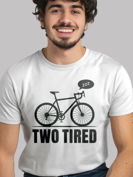 white two tired funny cycling pun t-shirt
