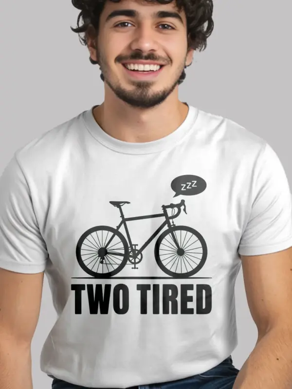white two tired funny cycling pun t-shirt