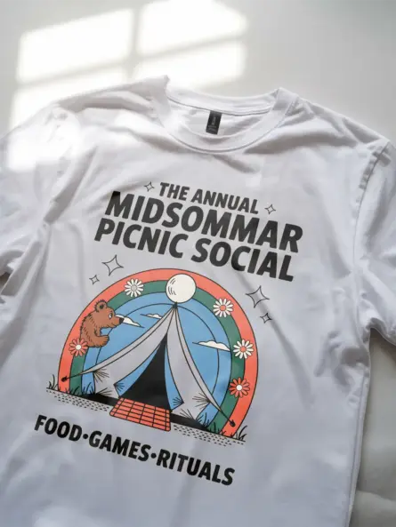 white shot The Annual Midsommar Picnic Social retro midsommar picnic t-shirt