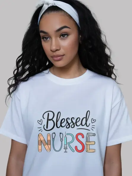 White Blessed Nurse Shirt for Nursing Student