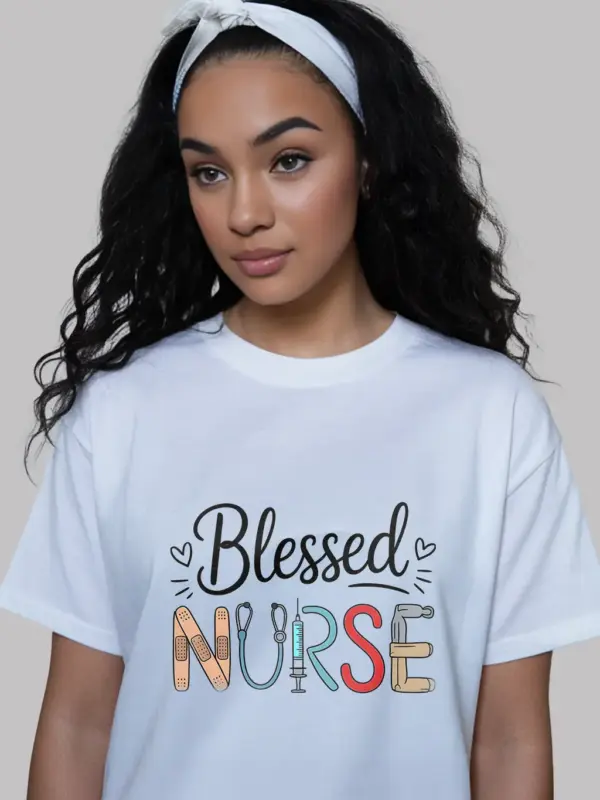 White Blessed Nurse Shirt for Nursing Student