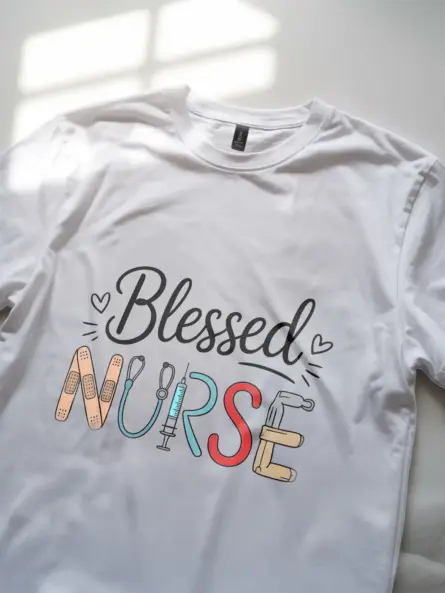 White Blessed Nurse Shirt for Nursing Student