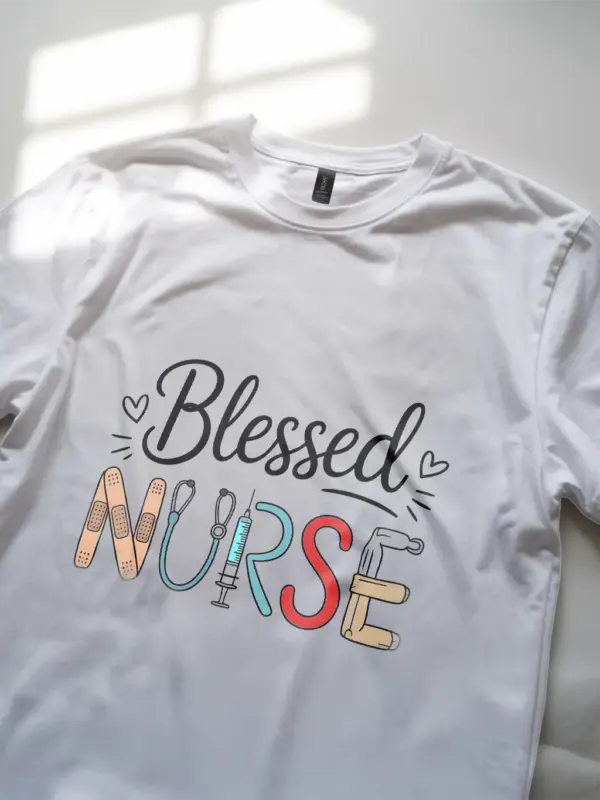 White Blessed Nurse Shirt for Nursing Student