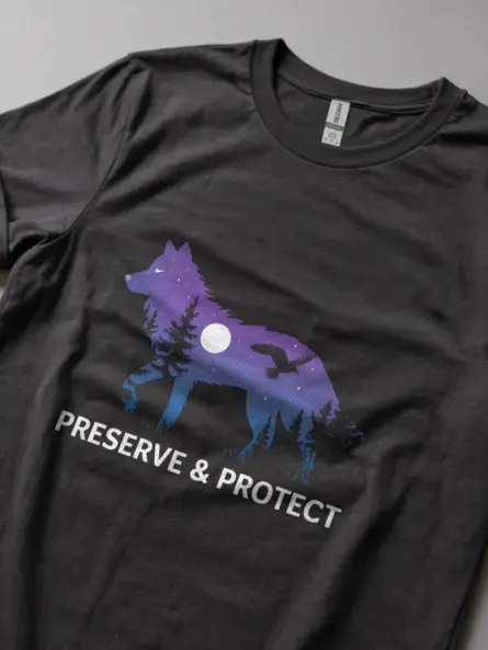 Dark heather wolf silhouette preserve & protect t-shirt – conservation tee