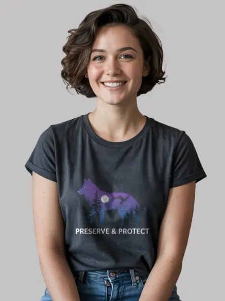 Dark heather wolf silhouette preserve & protect t-shirt – conservation tee