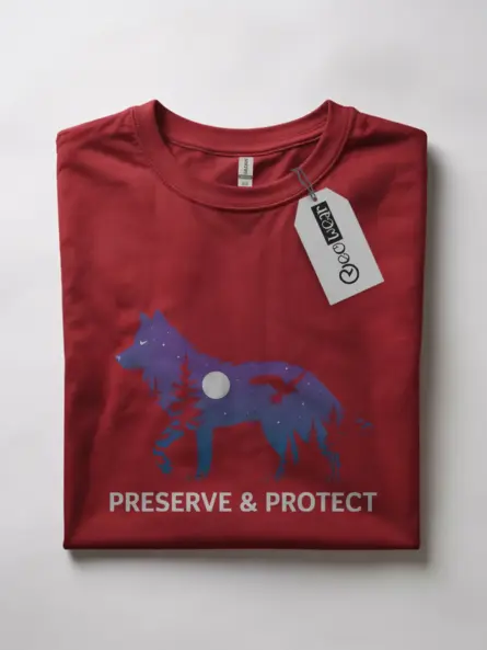 Red wolf silhouette preserve & protect t-shirt – wildlife protection tee