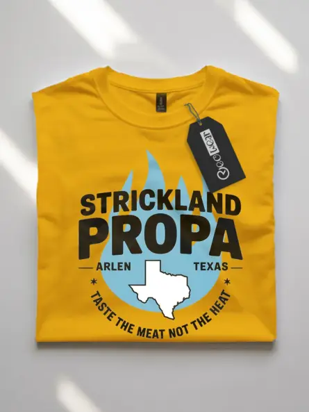 yellow strickland propane vintage tee retro texas bbq front view