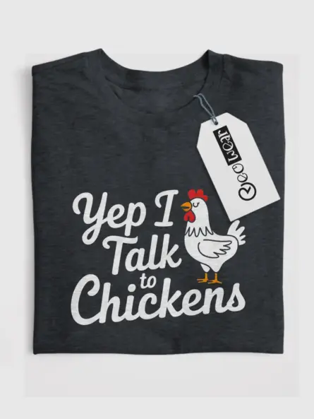 Dark heather yep i talk to chickens shirt – farm tee