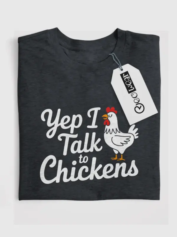 Dark heather yep i talk to chickens shirt – farm tee