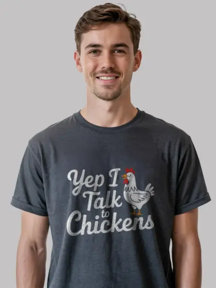 Dark heather yep i talk to chickens shirt – farm tee