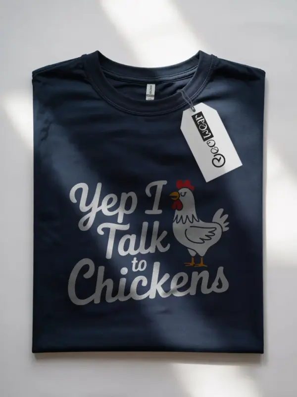 Navy yep i talk to chickens shirt – funny chicken gift