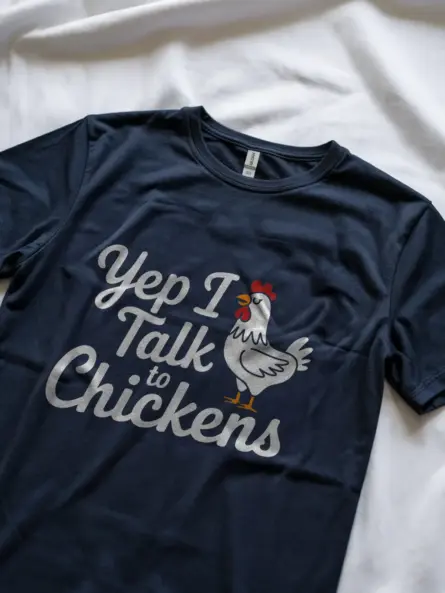 Navy yep i talk to chickens shirt – funny chicken gift