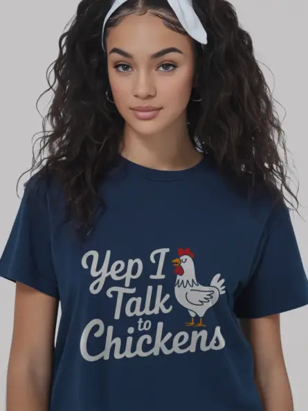 Navy yep i talk to chickens shirt – funny chicken gift