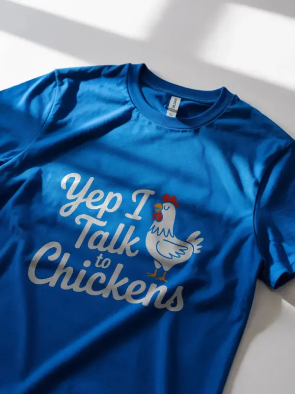 Royal blue yep i talk to chickens shirt – chicken buffs tee