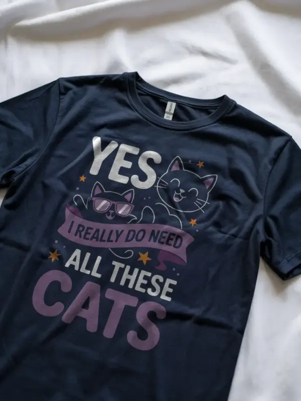 Navy yes i really do need all these cats shirt – cat mom dad tee