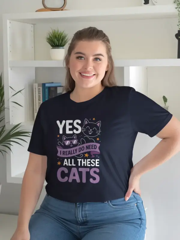 Navy yes i really do need all these cats shirt – cat mom dad tee