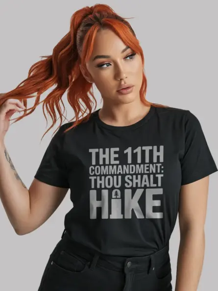 11th Commandment Hiking Shirt – Bold Thou Shalt Hike Graphic Tee - Image 3