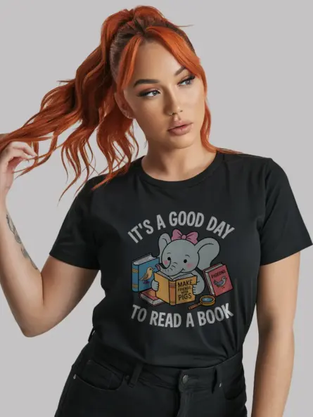 Book Day T-Shirt for Kids – Cute Elephant Reading Shirt Gift - Image 3