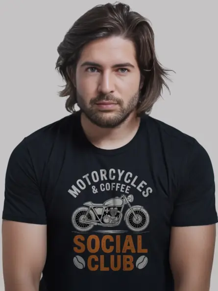 Bold Cafe Racer T-Shirt for Biker Coffee Lovers – Vintage Club Vibes - Image 3