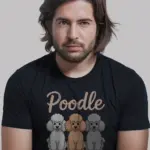 Black Shirt Poodle Cartoon Poodle T Shirt front view