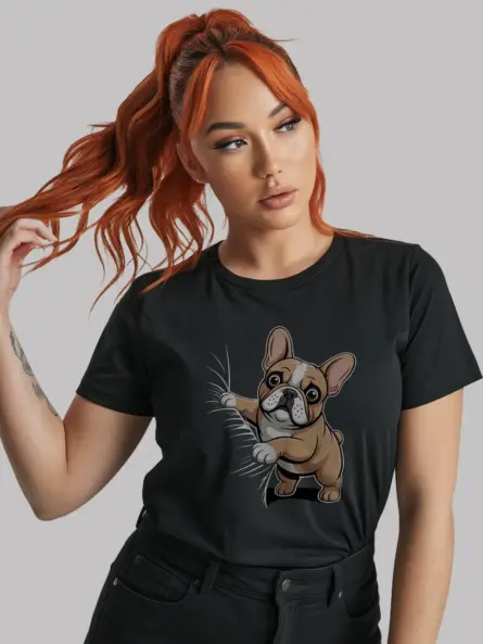French Bulldog Shirt – Cute Cartoon Dog Lover Graphic Tee - Image 2