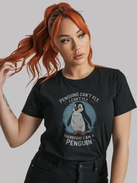 Funny Penguins Can’t Fly T-Shirt – Cute Cartoon Penguin Graphic Tee - Image 6