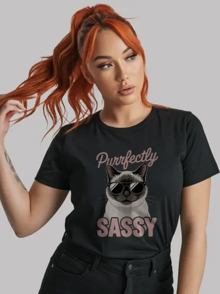 Purrfectly Sassy Cat T-Shirt for Pet Moms – Cool Siamese Tee - Image 3
