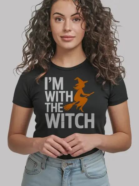 I'm With The Witch Halloween Couple T-Shirt - Image 9
