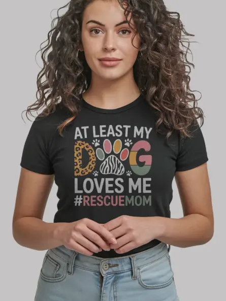 Bold Rescue Dog Mom Shirt – Funny & Stylish Leopard Print Tee - Image 3