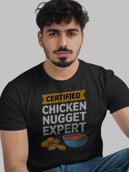 Certified Chicken Nugget Shirt – Funny Foodie Power Tee - Image 3