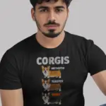 Black shirt front view – CORGIS UNTOASTED TOASTED BURNT – corgi meme shirt