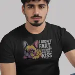 Black shirt front – I Didn’t FART phrase – funny french bulldog fart shirt