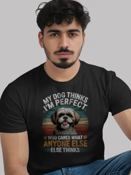 Funny Shih Tzu T-Shirt – Vintage Dog Mom Graphic Tee with Heart - Image 2