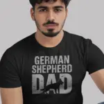Black German Shepherd Dad Shirt Front – distressed font dog dad t-shirt design