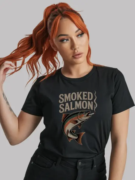 Smoked Salmon T-Shirt – Bold Vintage Tattoo Graphic Tee for Seafood Fans - Image 3