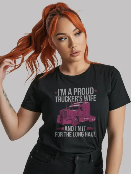 Bold Trucker Wife T-Shirt for Strong, Supportive Spouses - Image 9