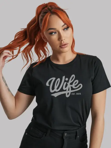 Wife Est 2025 T-Shirt – Vintage Bridal Shower Gift Tee - Image 3