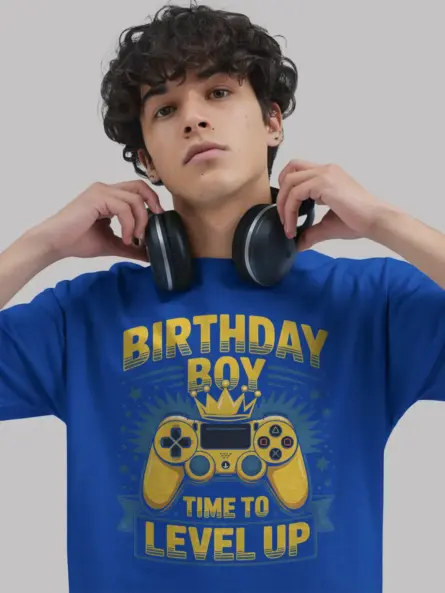 Gamer Birthday Boy T-Shirt – Level Up - Image 3