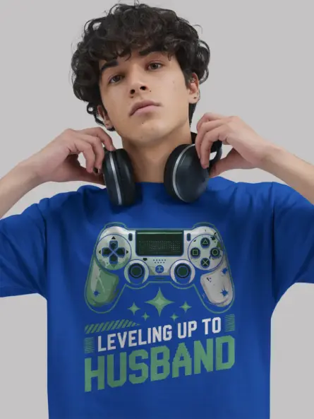 Leveling Up to Husband Gamer T-Shirt - Image 3