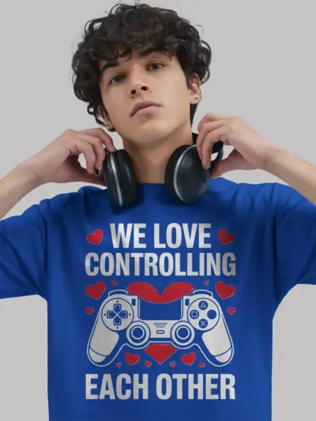 Gamer Couple PlayStation T-Shirt – We Love Controlling Each Other - Image 3