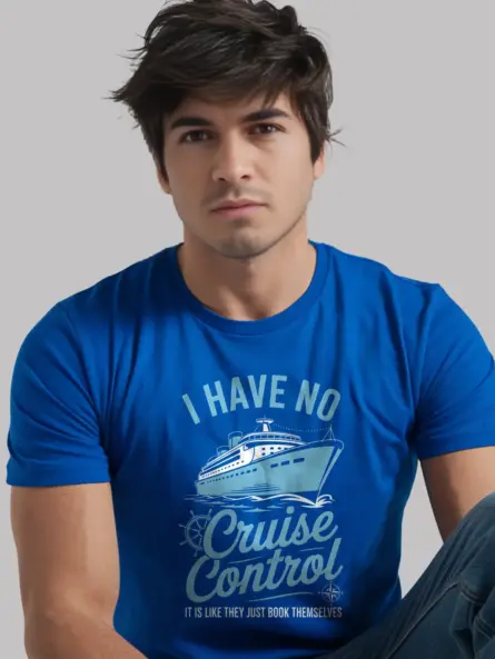 Royal Blue Shirt with nautical design, cruise couple t-shirt