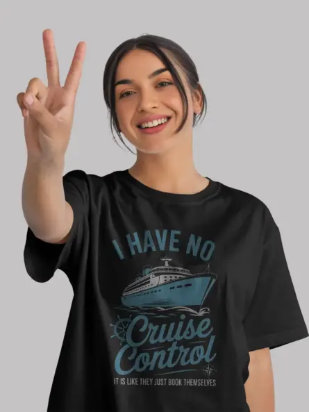 Black Shirt with "I Love It When We're Cruisin' Together" phrase, cruise couple t-shirt, front view