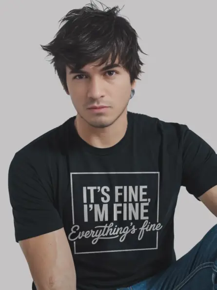 Black Shirt Its Fine I'm Fine Everything Is Fine Mental Health Awareness Shirt Funny Lifestyle Shot