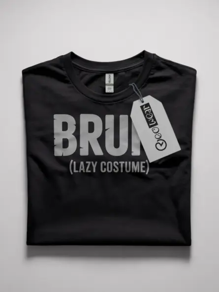 Front view black Bruh Lazy Costume T-Shirt meme Halloween