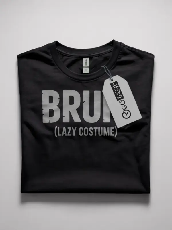 Front view black Bruh Lazy Costume T-Shirt meme Halloween