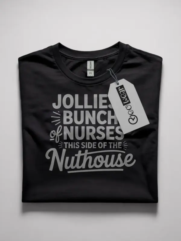black jolliest bunch of nurses shirt front view holiday design