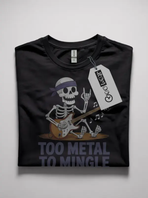 black flatlay Funny Metalhead Skeleton Guitar T-Shirt Legendary Metalhead Skeleton Guitar T-Shirt – Funny Rock Tee